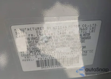 2023 Nissan Kicks Sv Xtronic Cvt from USA, damaged, VIN 3N1CP5CV5PL502631